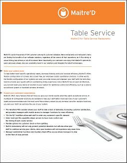 Maitre D Table Service flyer.